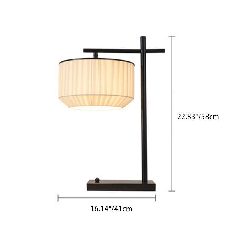 Round Cylinder Iron Fabric Table Lamp