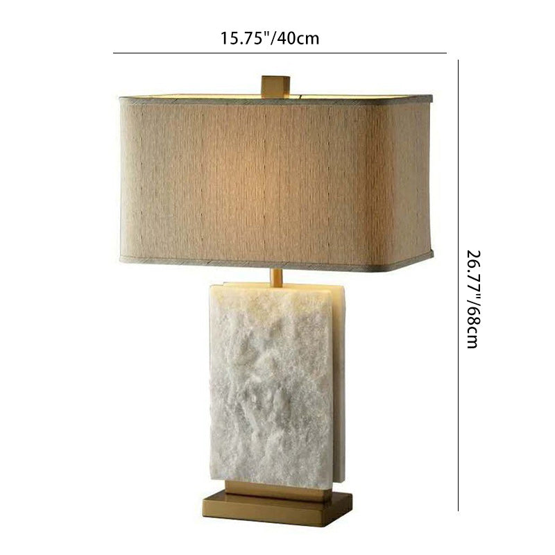 Rectangle Iron Marble Fabric Table Lamp