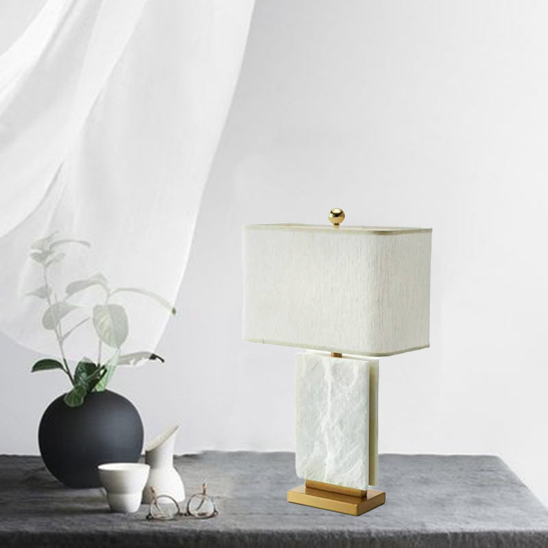 Rectangle Iron Marble Fabric Table Lamp