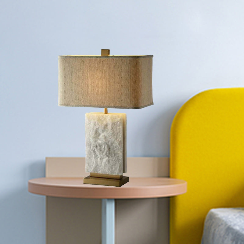 Rectangle Iron Marble Fabric Table Lamp