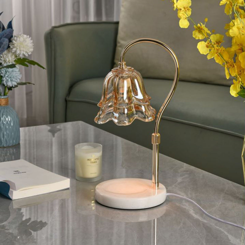 Liftable Flower Round Marble 2-Light Table Lamp