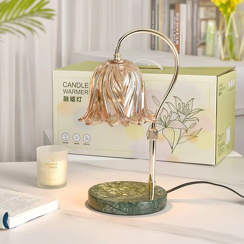 Liftable Flower Round Marble 2-Light Table Lamp