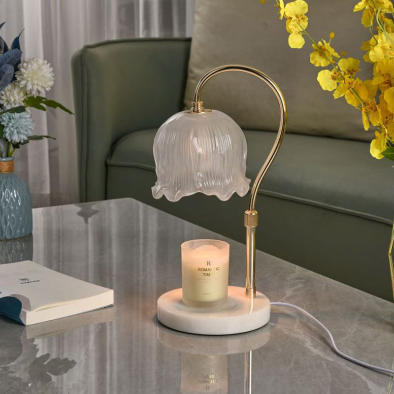 Liftable Flower Round Marble 2-Light Table Lamp