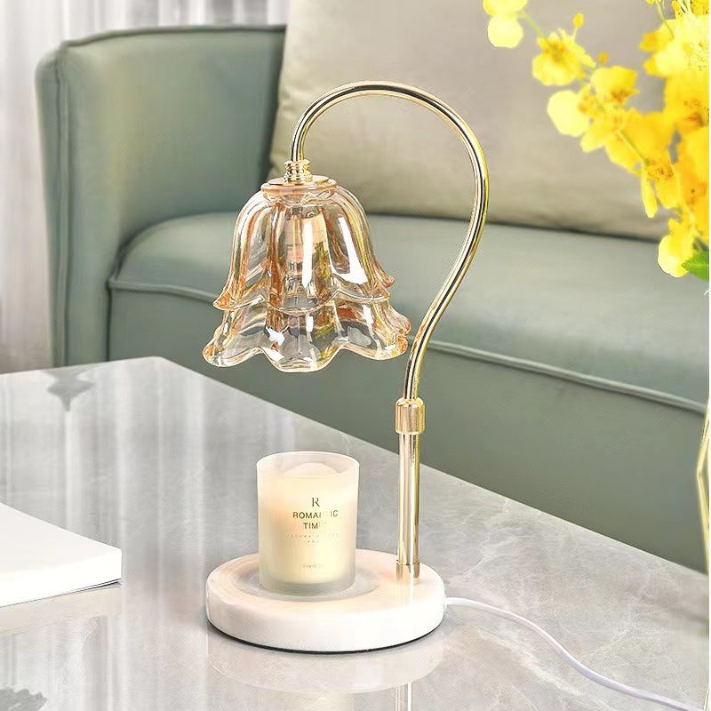 Liftable Flower Round Marble 2-Light Table Lamp