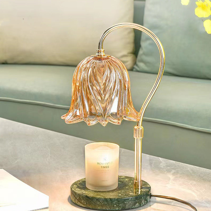 Liftable Flower Round Marble 2-Light Table Lamp