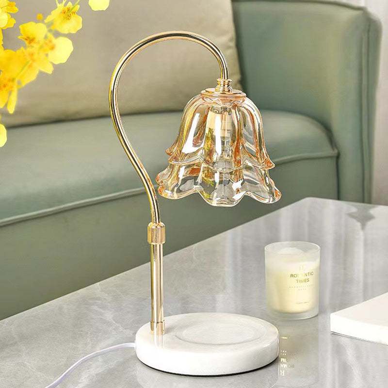 Liftable Flower Round Marble 2-Light Table Lamp