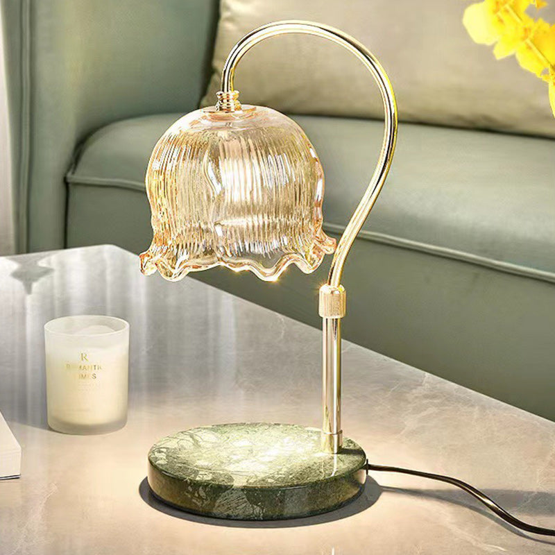 Liftable Flower Round Marble 2-Light Table Lamp