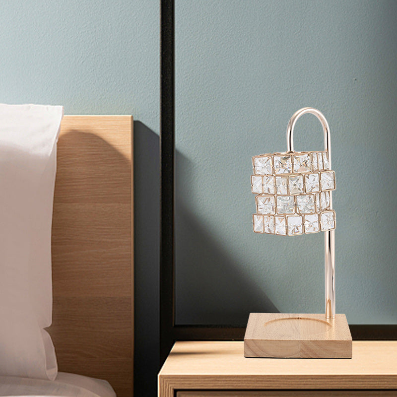 Rubik's Cube Diamond Wood Table Lamp