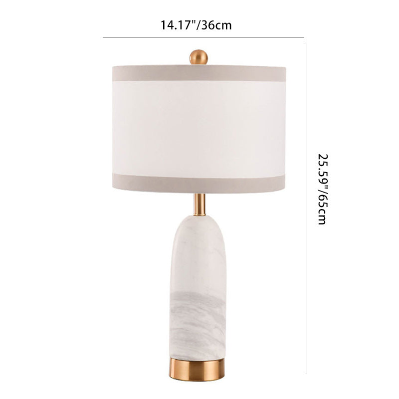 Cylinder Oval Fabric Marble Table Lamp