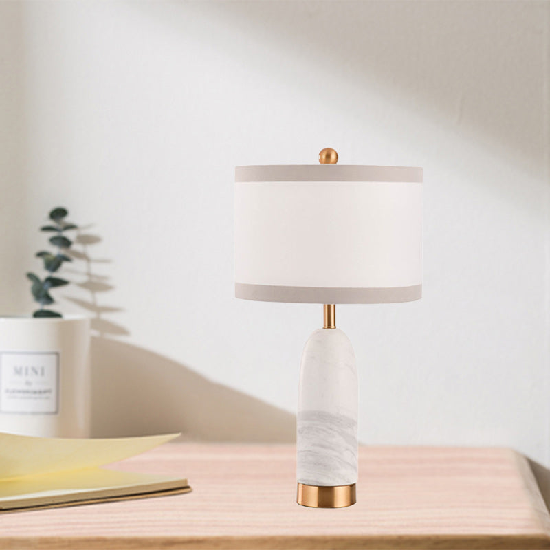 Cylinder Oval Fabric Marble Table Lamp