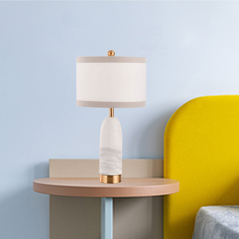 Cylinder Oval Fabric Marble Table Lamp