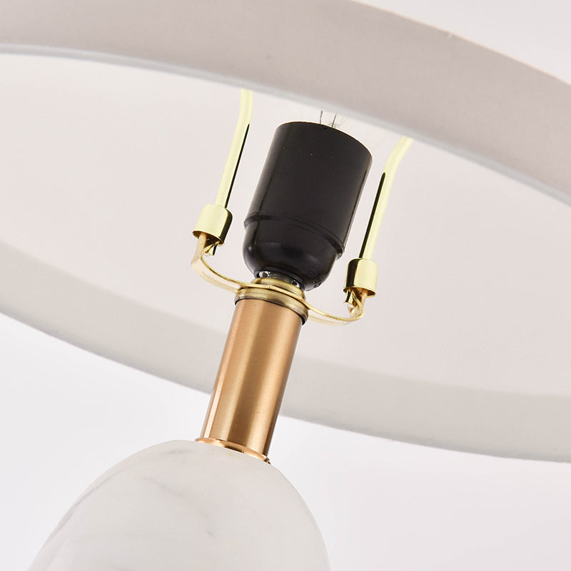 Cylinder Oval Fabric Marble Table Lamp