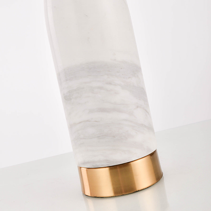 Cylinder Oval Fabric Marble Table Lamp