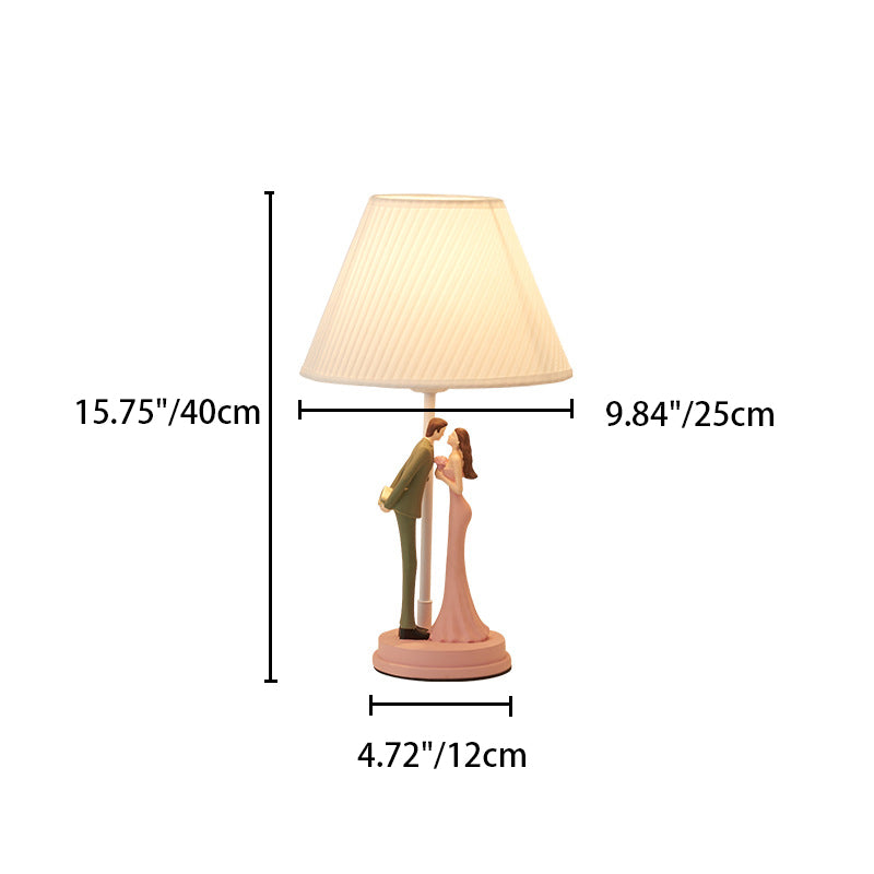 Wedding Couple Round Prism Table Lamp