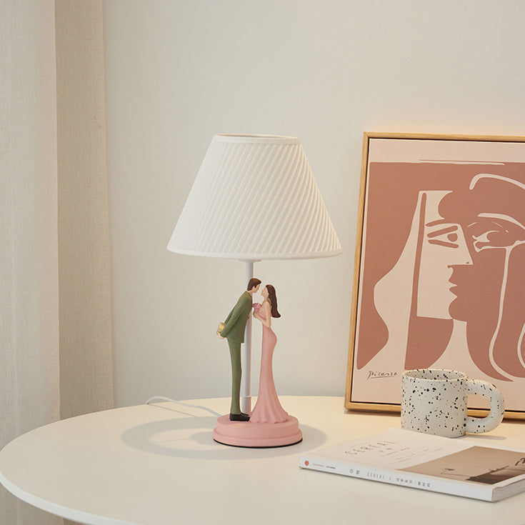 Wedding Couple Round Prism Table Lamp
