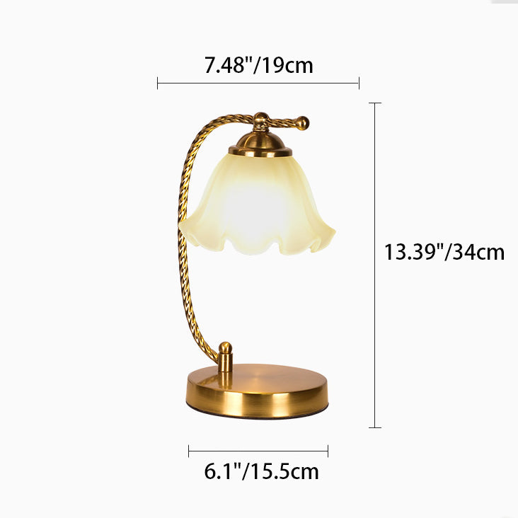 Floral Round Iron Glass Table Lamp
