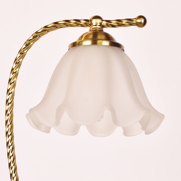 Floral Round Iron Glass Table Lamp