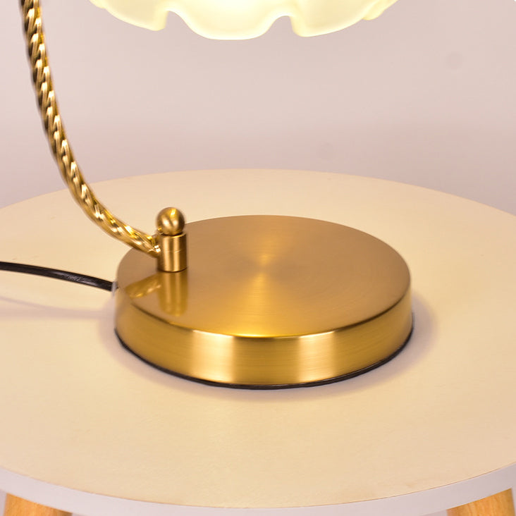 Floral Round Iron Glass Table Lamp