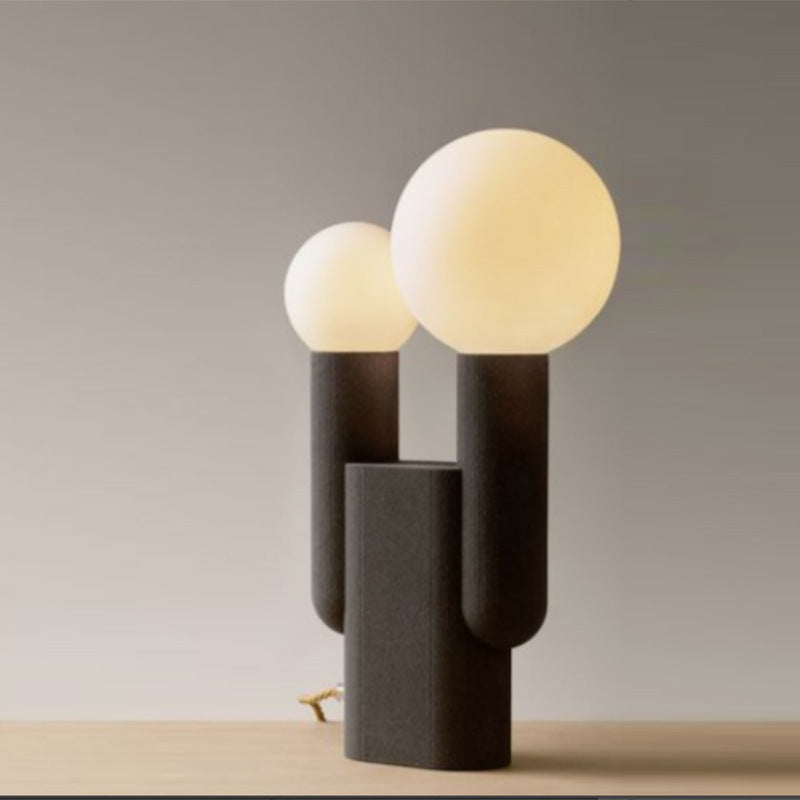 Round Orb Resin Glass 2-Light Table Lamp