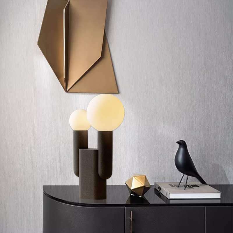 Round Orb Resin Glass 2-Light Table Lamp