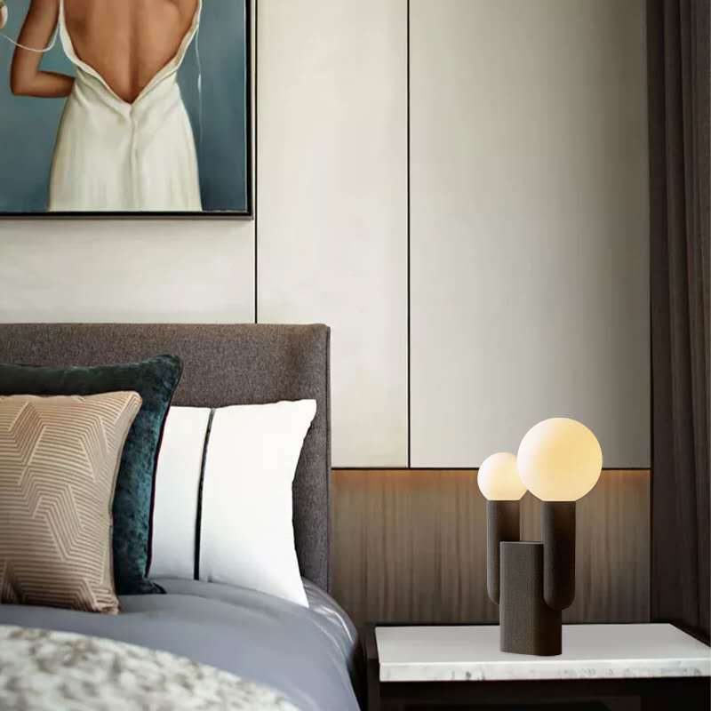 Round Orb Resin Glass 2-Light Table Lamp