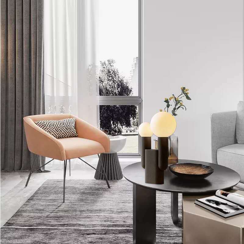 Round Orb Resin Glass 2-Light Table Lamp