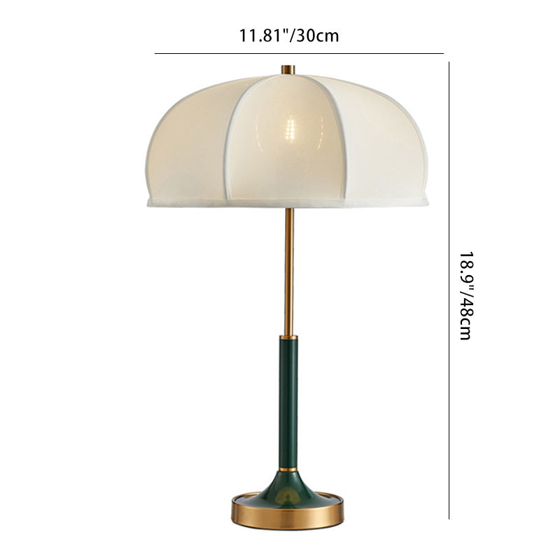 Round Iron Fabric Bedroom Table Lamp