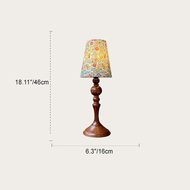 Petal Cylinder Wood Fabric Table Lamp