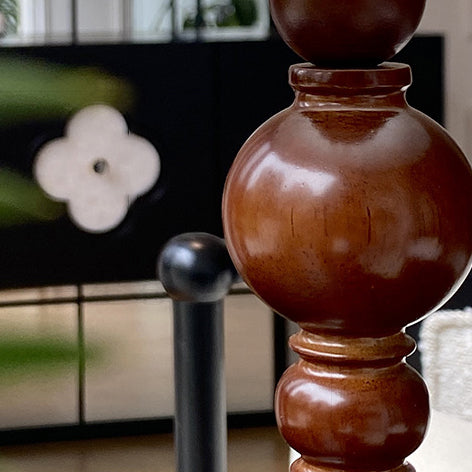 Petal Cylinder Wood Fabric Table Lamp