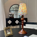 Petal Cylinder Wood Fabric Table Lamp