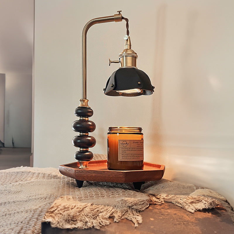 Round Octagonal Metal Wood Table Lamp