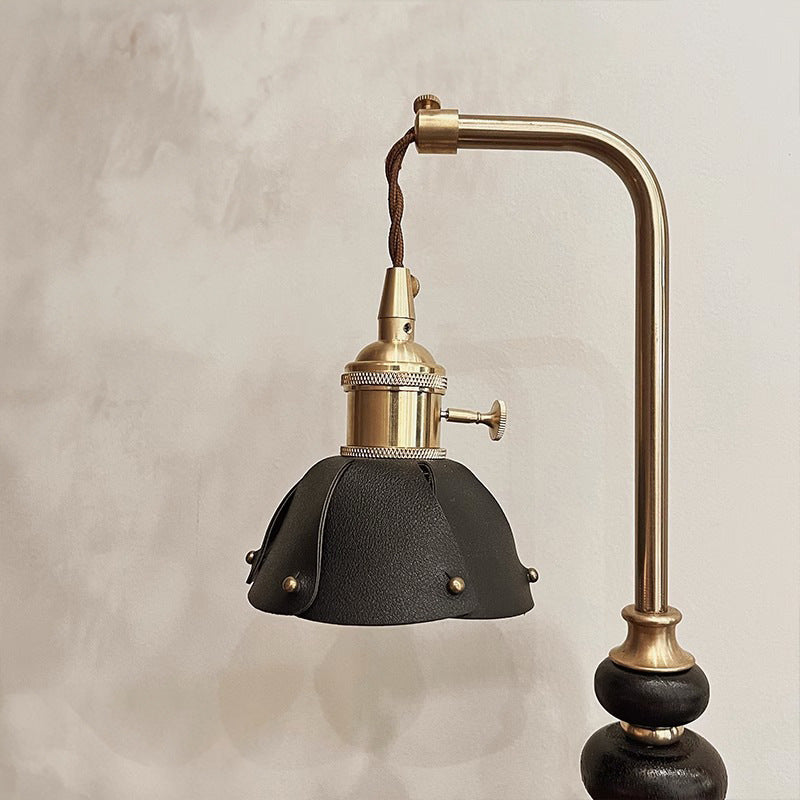 Round Octagonal Metal Wood Table Lamp
