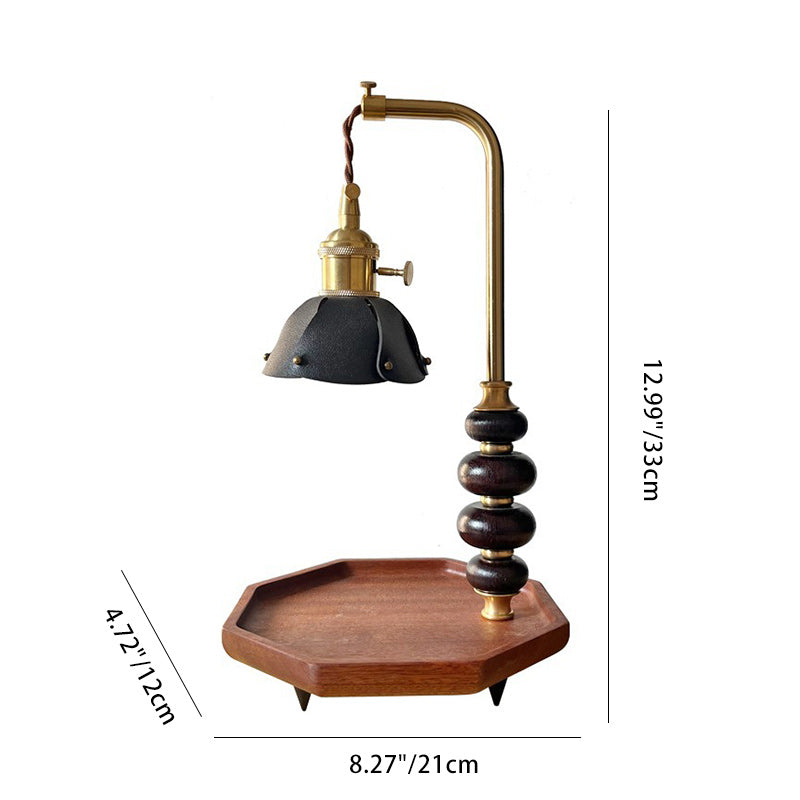 Round Octagonal Metal Wood Table Lamp