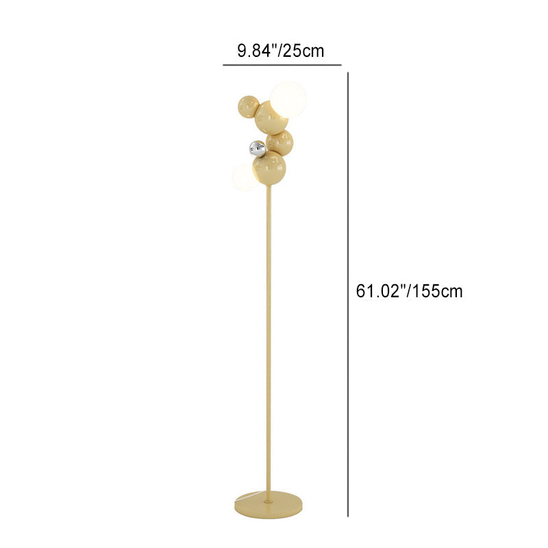 Contemporary Scandinavian Cream Round 2-Light Floor Lamp