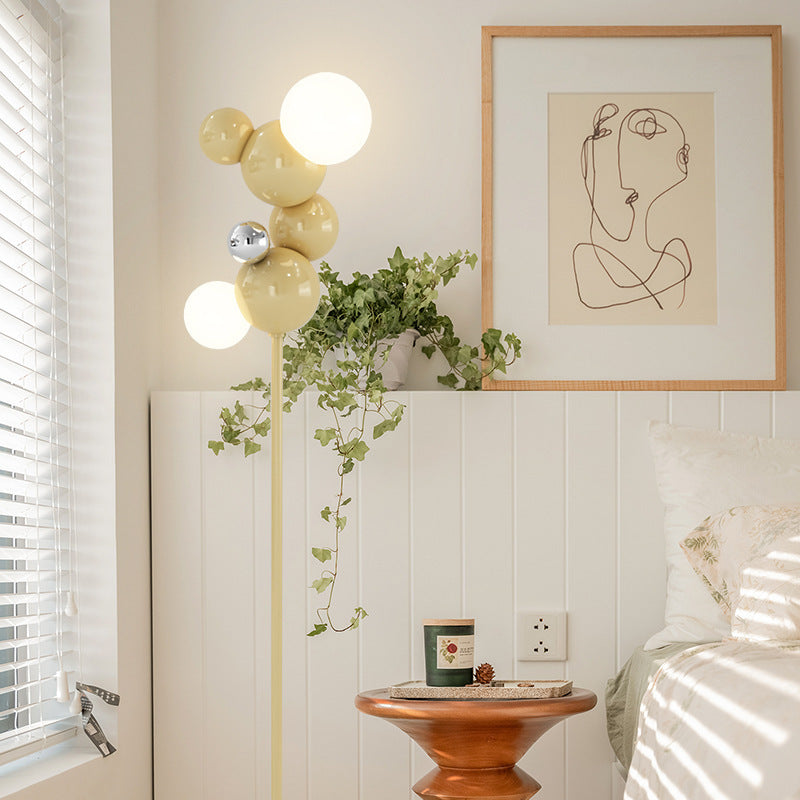 Contemporary Scandinavian Cream Round 2-Light Floor Lamp
