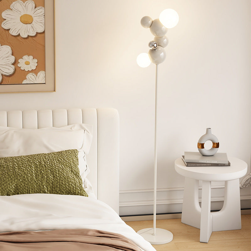 Contemporary Scandinavian Cream Round 2-Light Floor Lamp