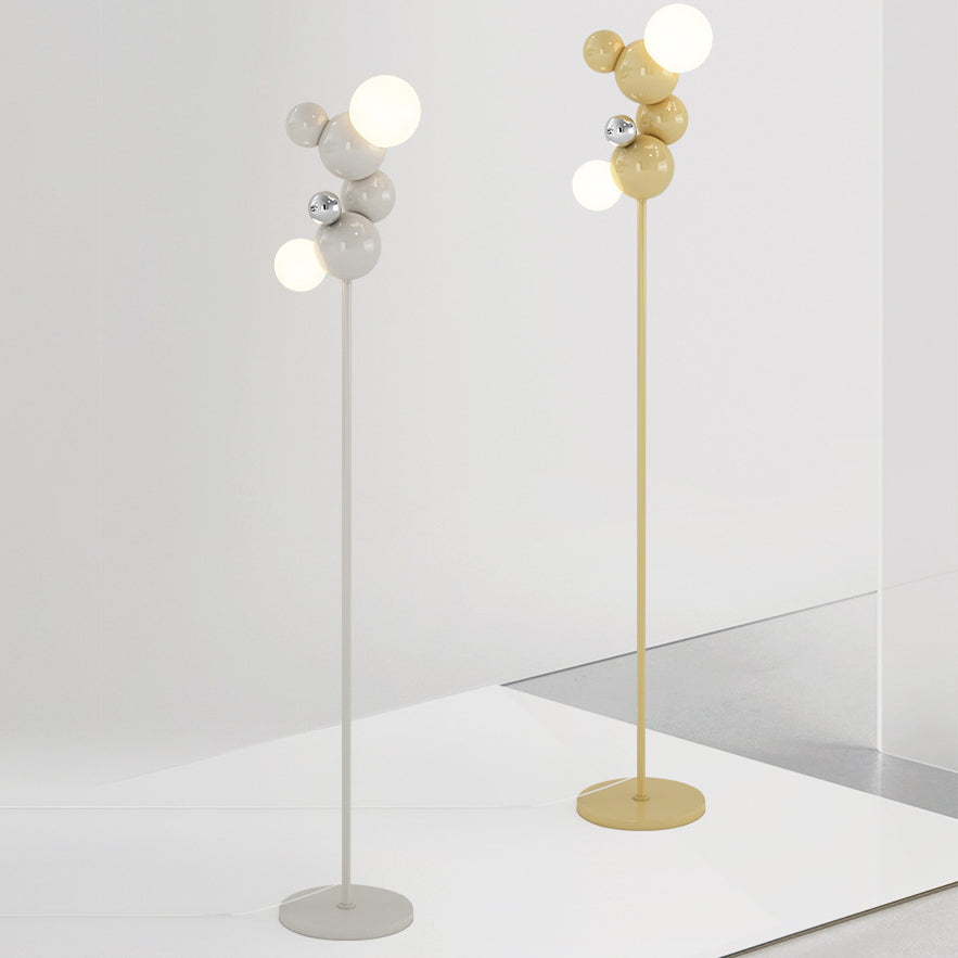 Contemporary Scandinavian Cream Round 2-Light Floor Lamp