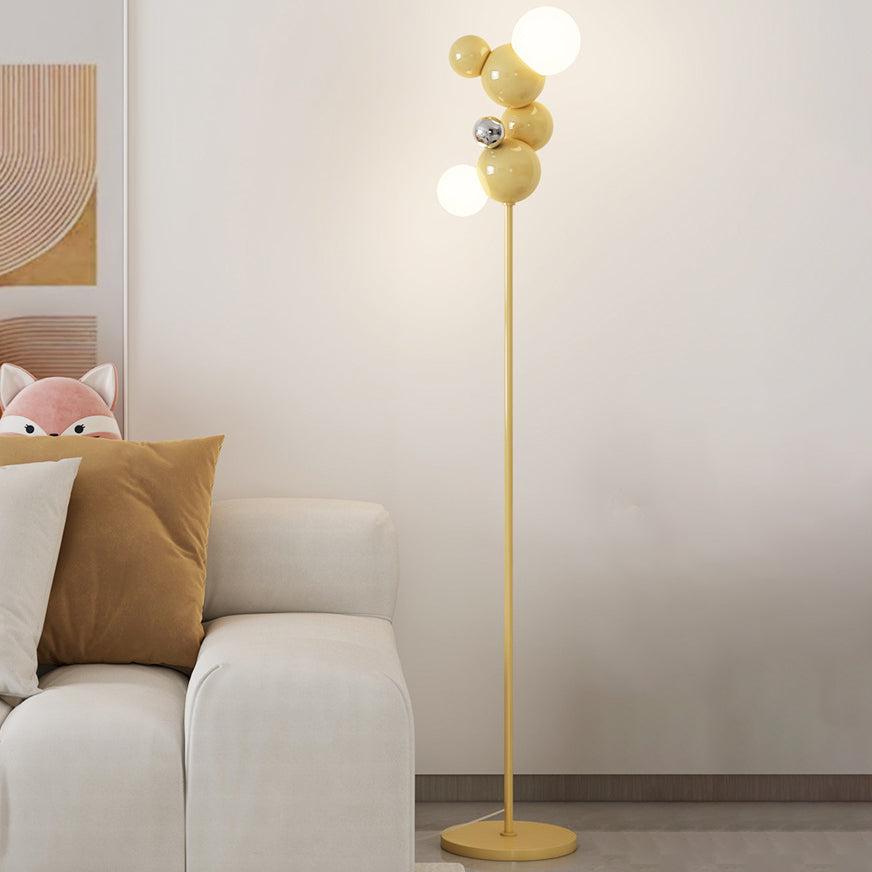 Contemporary Scandinavian Cream Round 2-Light Floor Lamp