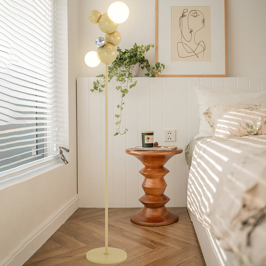 Contemporary Scandinavian Cream Round 2-Light Floor Lamp