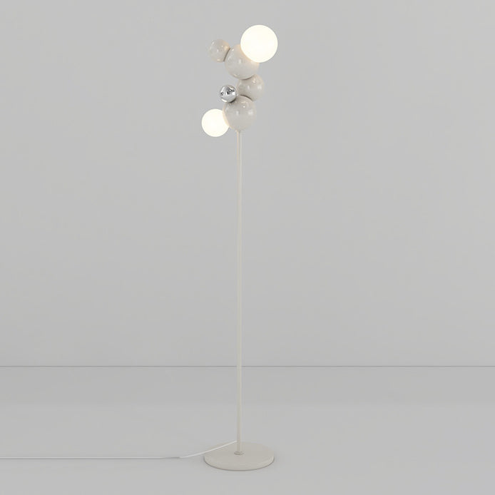 Contemporary Scandinavian Cream Round 2-Light Floor Lamp