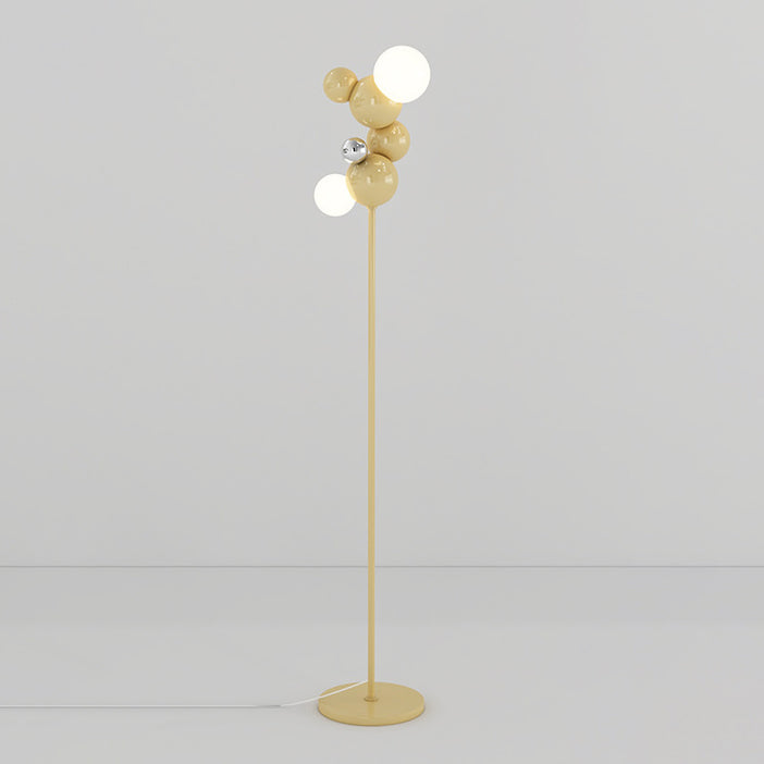Contemporary Scandinavian Cream Round 2-Light Floor Lamp