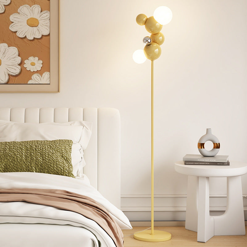 Contemporary Scandinavian Cream Round 2-Light Floor Lamp