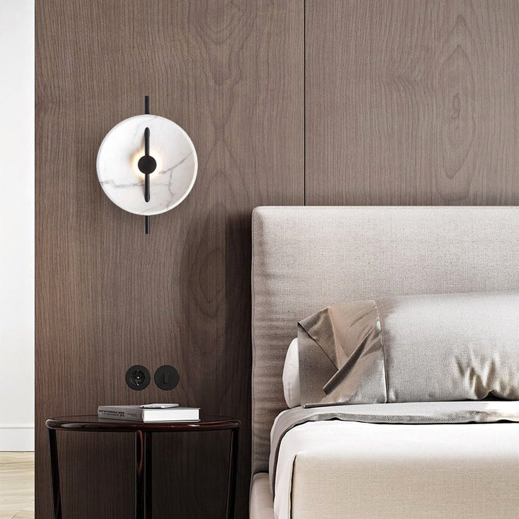 Round Iron Resin Bedroom Wall Lamp