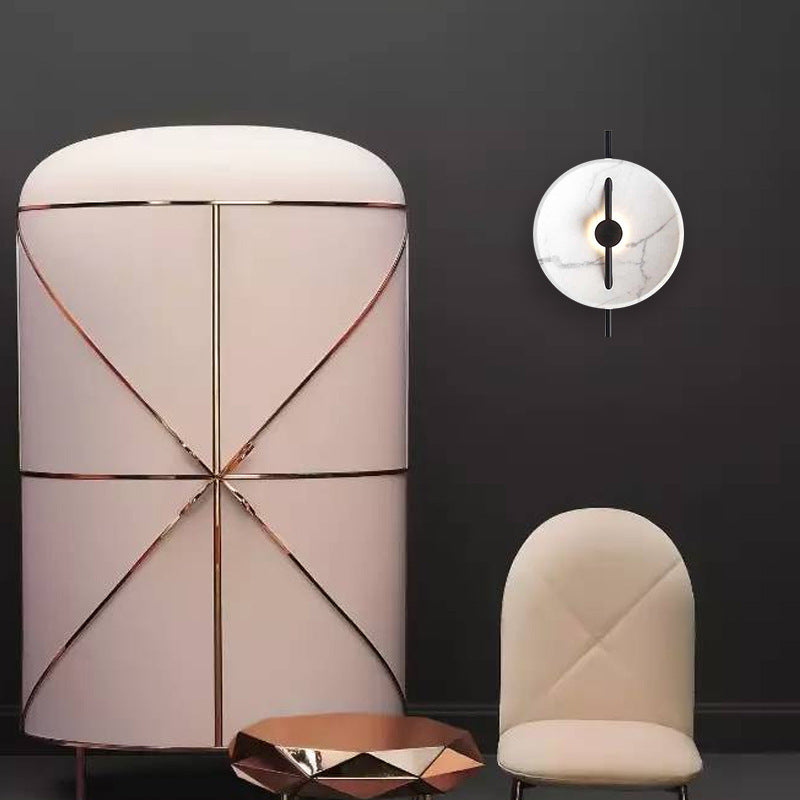 Round Iron Resin Bedroom Wall Lamp