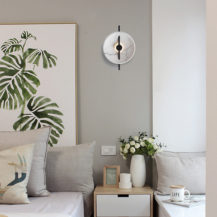 Round Iron Resin Bedroom Wall Lamp