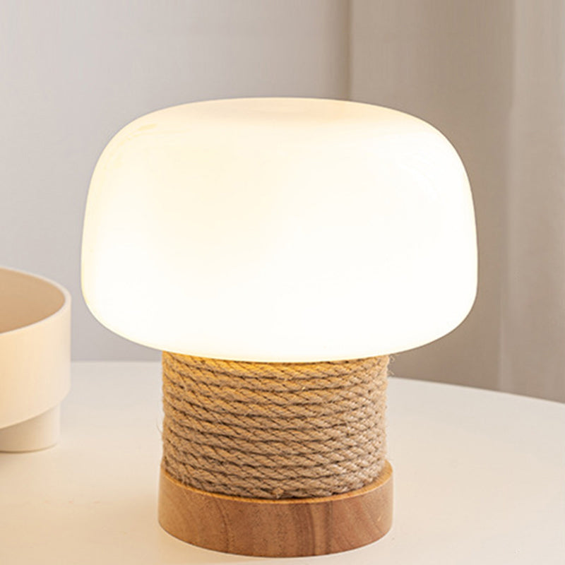 Cream Mushroom Round Cylinder Table Lamp