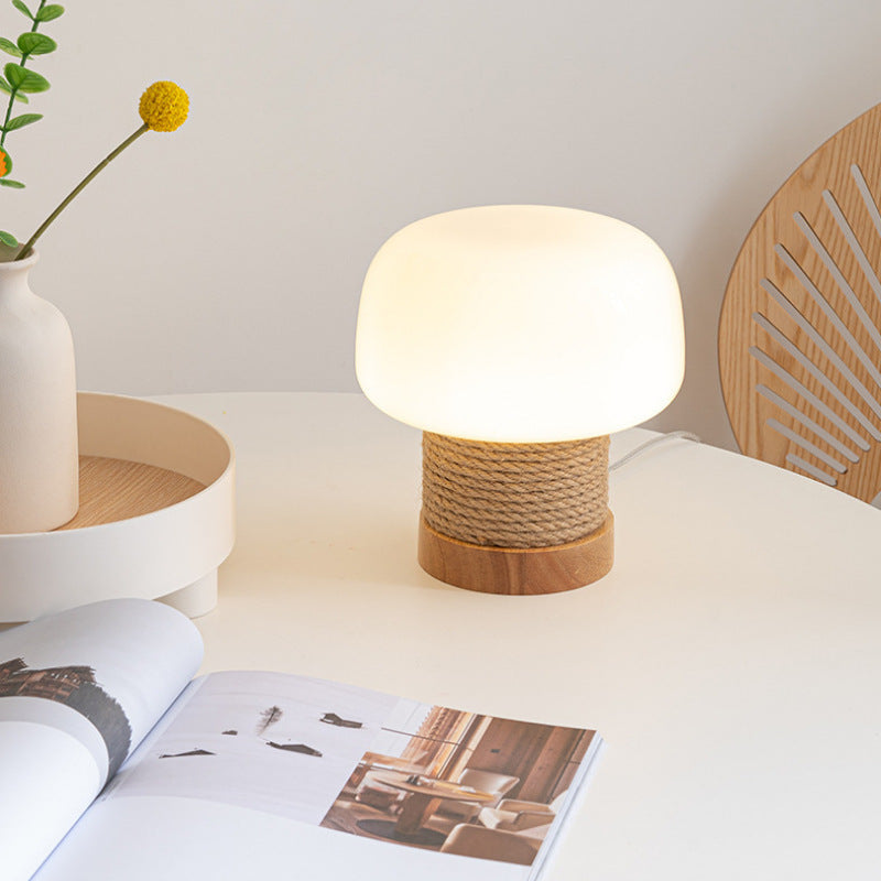 Cream Mushroom Round Cylinder Table Lamp