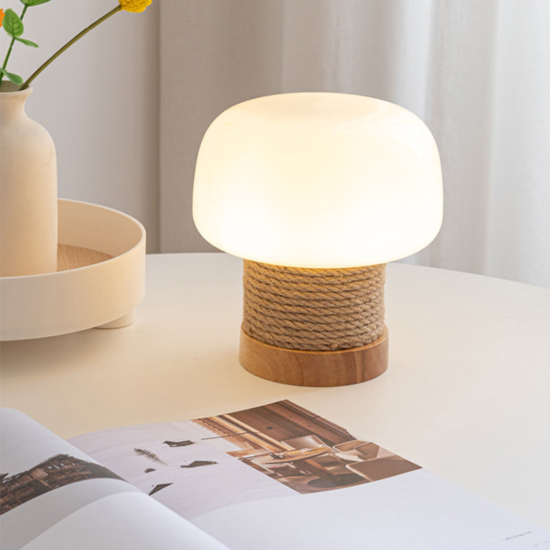 Cream Mushroom Round Cylinder Table Lamp