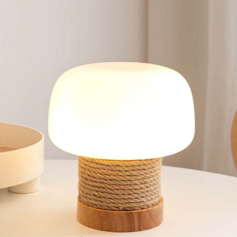 Cream Mushroom Round Cylinder Table Lamp