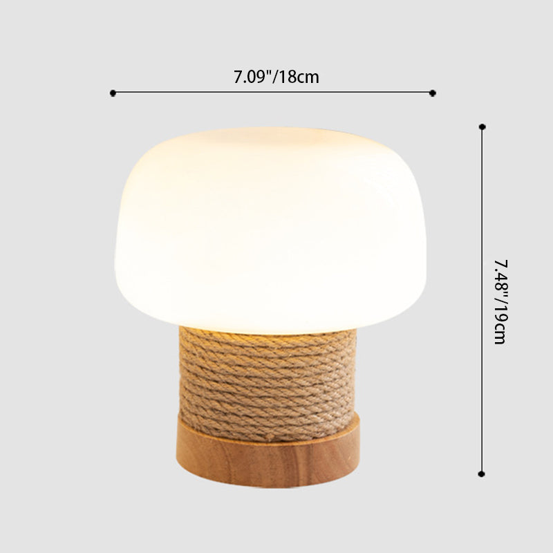 Cream Mushroom Round Cylinder Table Lamp